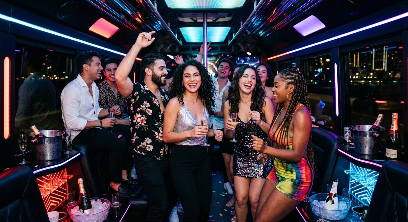 Fort Lauderdale party bus interior