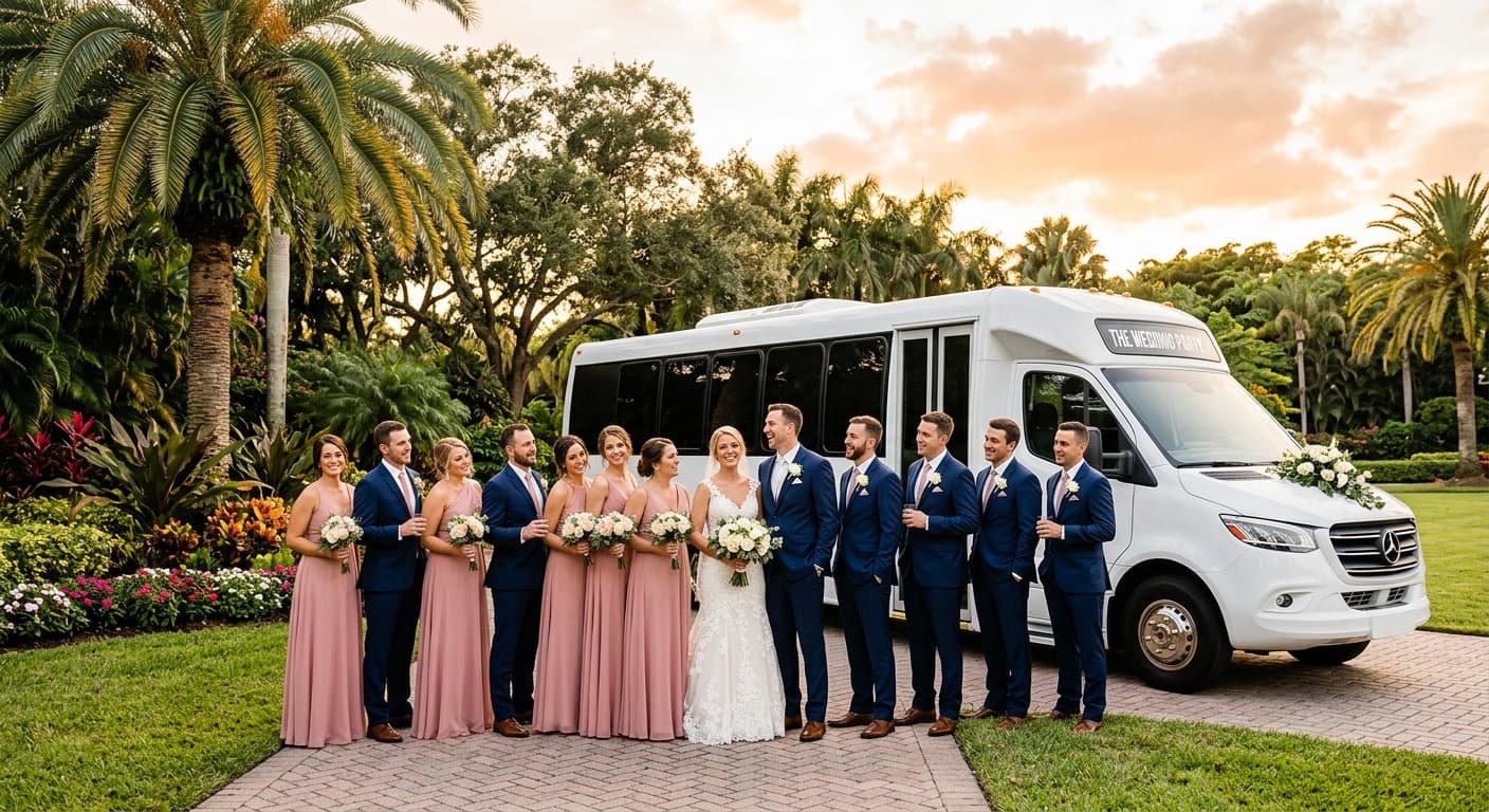 Wedding Transportation party bus in Fort Lauderdale